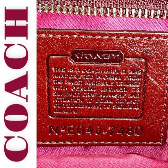 Vintage Coach Hampton Pink Houndstooth Satchel With Red Suede & Leather Trim - Picture 8 of 13